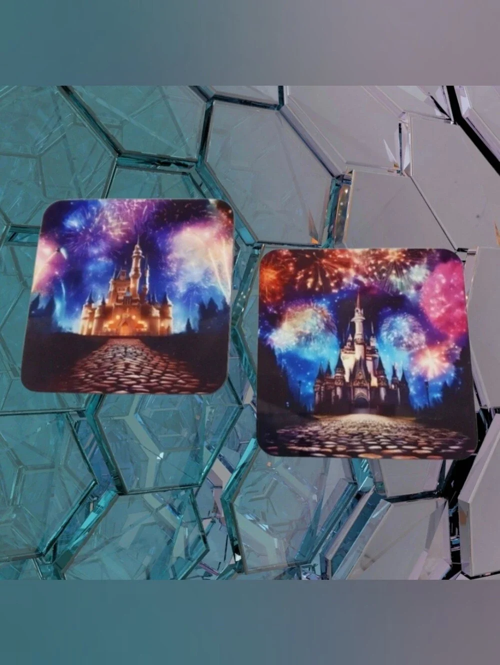 2 Pack Cinderella Castle & Fireworks Coasters